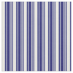 Midnight Blue and Mint Cream Coloured Stripes Fabric