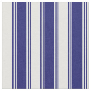 Midnight Blue and Mint Cream Lines Fabric