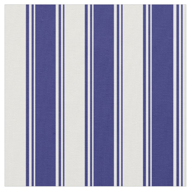 Midnight Blue and Mint Cream Lines Fabric (Close Up)