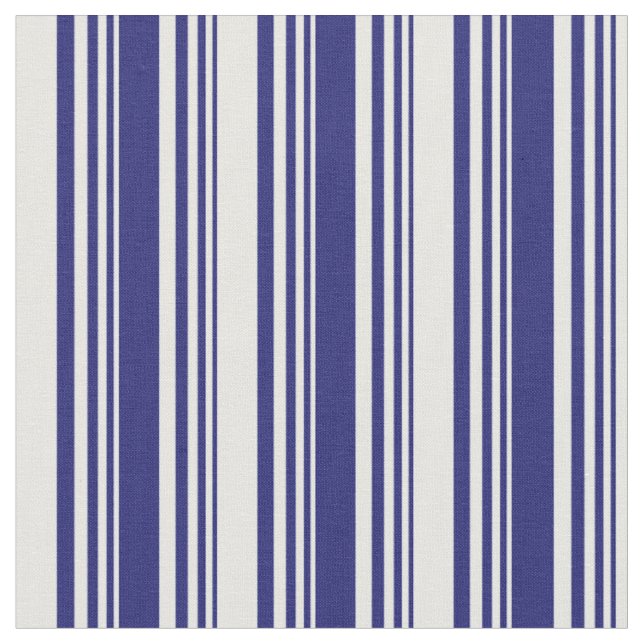 Midnight Blue and Mint Cream Stripes Fabric (Close Up)