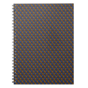 Midnight blue and orange peacock feather pattern notebook