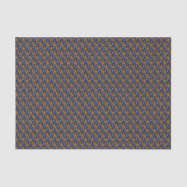 Midnight blue and orange peacock feather pattern tissue paper (Front)