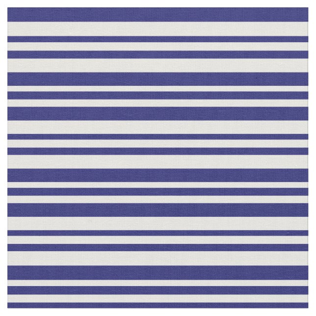 Midnight Blue and White Coloured Lines Pattern Fabric (Close Up)