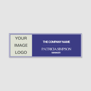 Midnight Blue and White Elegance: Add Logo, Title Name Tag