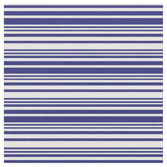 Midnight Blue and White Lined/Striped Pattern Fabric (Close Up)