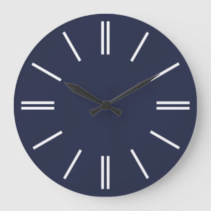 Midnight Blue and White Lines Wall Clock