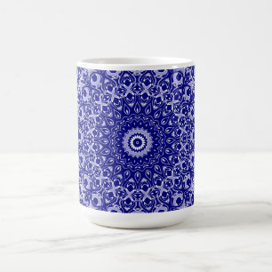 Midnight Blue and White Mandala Pattern Coffee Mug