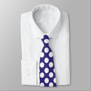Midnight Blue and White Polka Dot Tie
