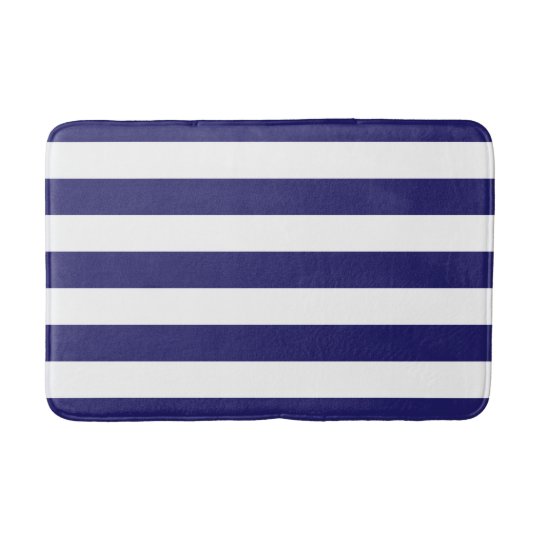 Midnight Blue And White Striped Bath Mat Zazzle Co Uk