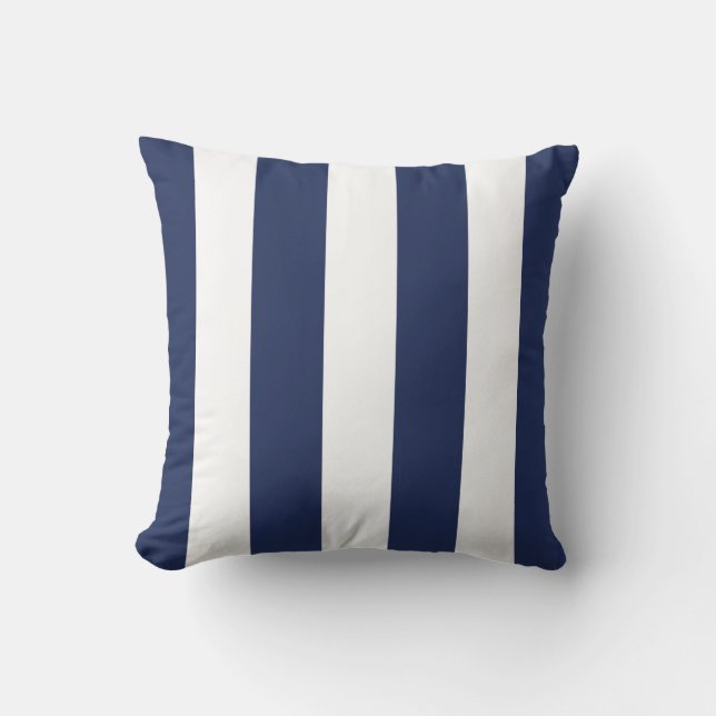 Midnight Blue and White Striped Cushion (Front)