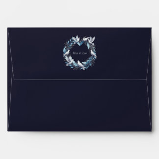 Midnight Blue and Wreath / Wedding Blue and Crown Envelope