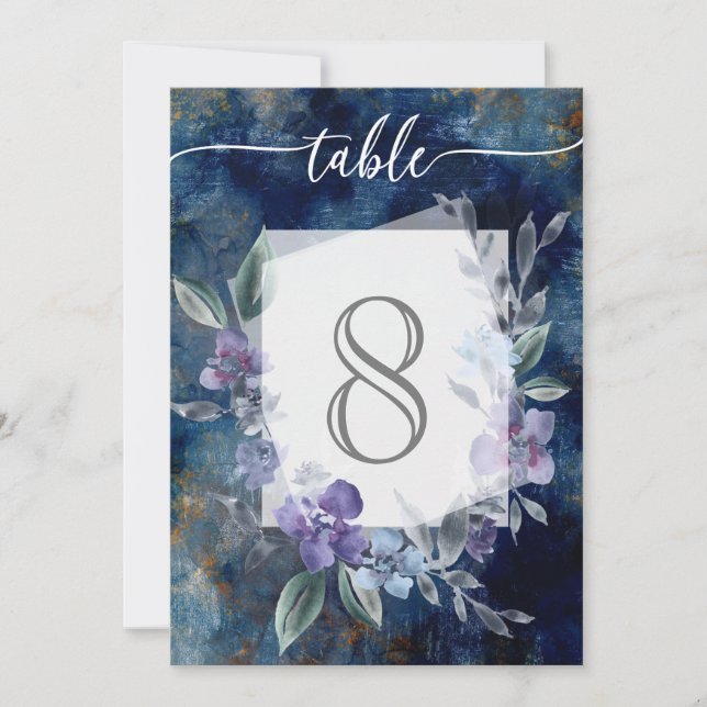 Midnight Blue Anemone floral rustic beauty, Invitation (Front)
