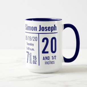 Midnight Blue Baby Boy Photo Birth Record Stat Mug