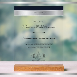 Midnight Blue Bridal Boutique Wi-Fi Clear Acrylic Sign
