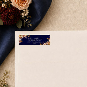 Midnight Blue Burnt Orange Floral Wedding Return