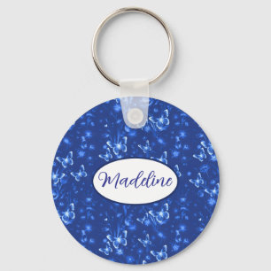 Midnight Blue Butterflies Key Ring