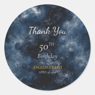 Midnight Blue Celestial Birthday Thank You Sticker