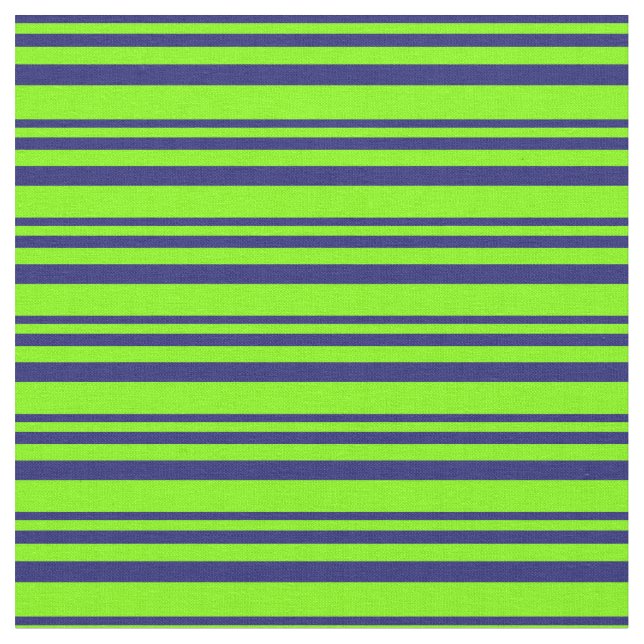 Midnight Blue & Chartreuse Lined/Striped Pattern Fabric (Close Up)