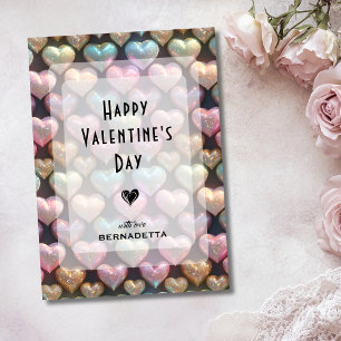 Midnight Blue Chic Colorful Hearts Holiday Card