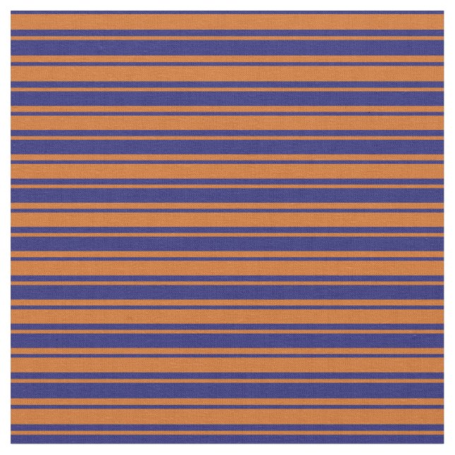 Midnight Blue & Chocolate Stripes Pattern Fabric (Close Up)
