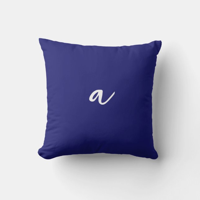 Midnight Blue Colour Minimalist Plain Monogram Cushion (Front)