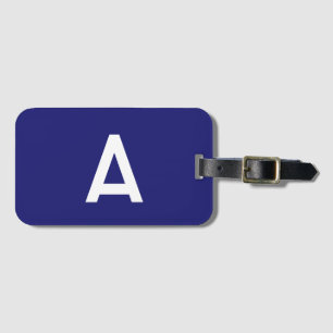 Midnight Blue Colour Minimalist Plain Monogram Luggage Tag