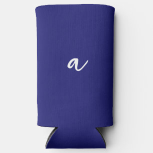 Midnight Blue Colour Minimalist Plain Monogram Seltzer Can Cooler