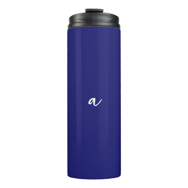Midnight Blue Colour Minimalist Plain Monogram Thermal Tumbler (Front)