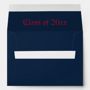 Midnight Blue & Crimson Typography Graduation Envelope