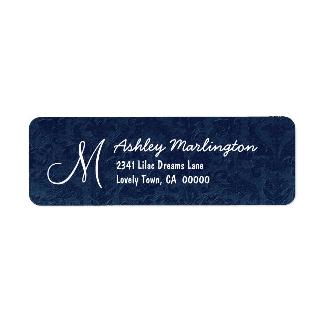 MIDNIGHT BLUE  Damask Wedding Monogram B529 (Front)