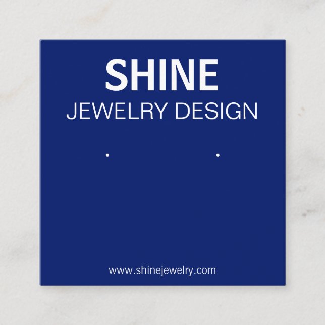 Midnight Blue Dark Earring Set Display Holder Square Business Card (Front)