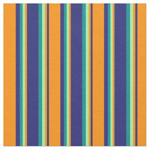 Midnight Blue, Dark Orange, Green, and Dark Cyan Fabric
