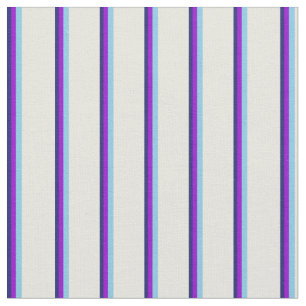 Midnight Blue, Dark Violet, Sky Blue & Beige Fabric