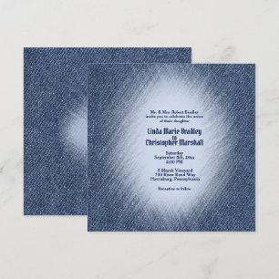 Midnight Blue Denim Wedding Invitation