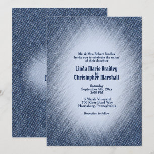 Midnight Blue Denim Wedding Invitation