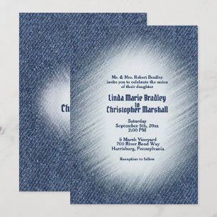 Midnight Blue Denim Wedding Invitation