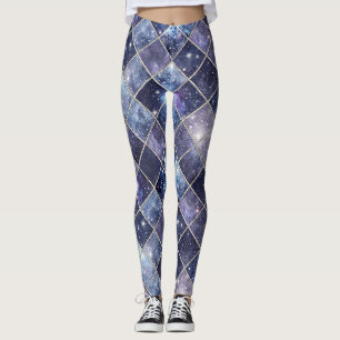 Midnight Blue Diamond Lattice - Starry Night (2) Leggings