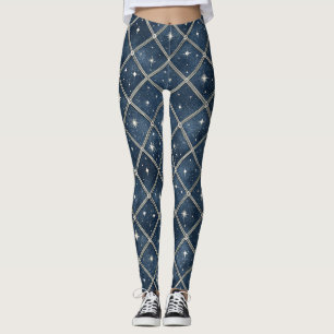 Midnight Blue Diamond Lattice - Starry Night Leggings