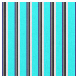 Midnight Blue, Dim Grey, Black, Lavender & Cyan Fabric