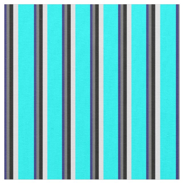 Midnight Blue, Dim Grey, Black, Lavender & Cyan Fabric (Close Up)