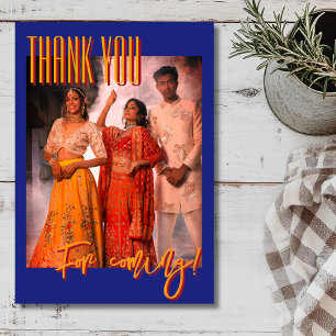 Midnight Blue Diwali Festival Family Photo Thank You Card