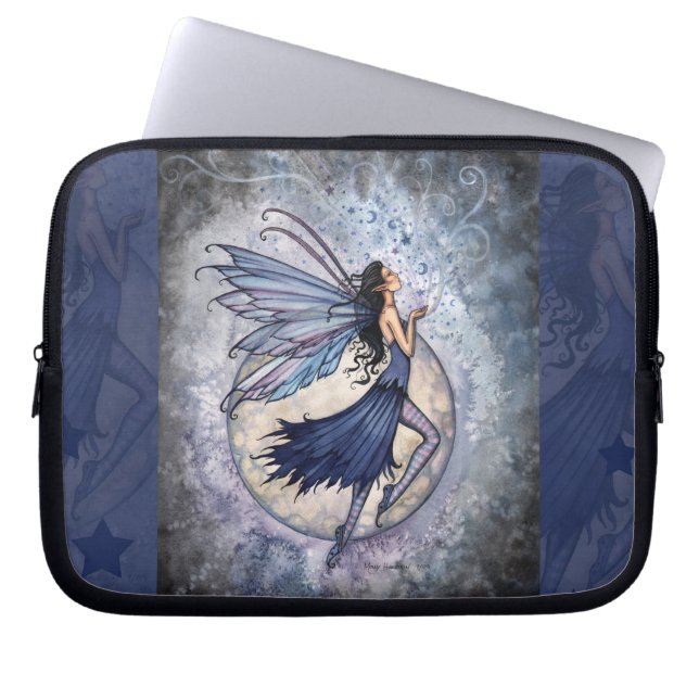 Midnight Blue Fairy Fantasy Laptop Sleeve (Front)