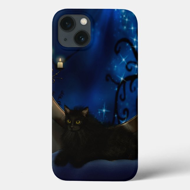 Midnight Blue Fantasy Cat Case-Mate iPhone Case (Back)