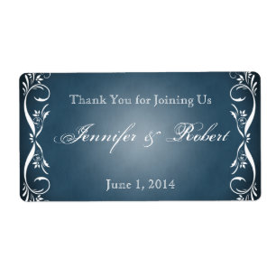 Midnight Blue Floral Posh Water Bottle Label