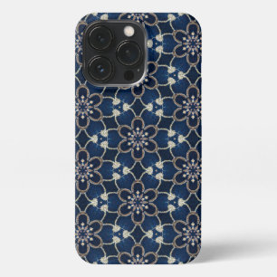 Midnight Blue Flowers Pattern iPhone 13 Pro Case