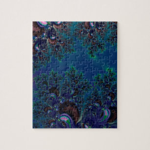 Midnight Blue Frost Fractal Jigsaw Puzzle