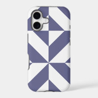 Midnight Blue Geometric Deco Cube Pattern