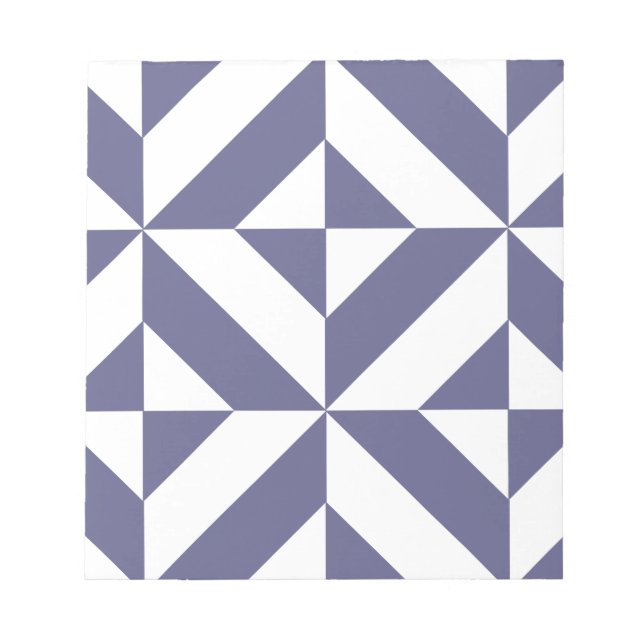 Midnight Blue Geometric Deco Cube Pattern Notepad (Front)
