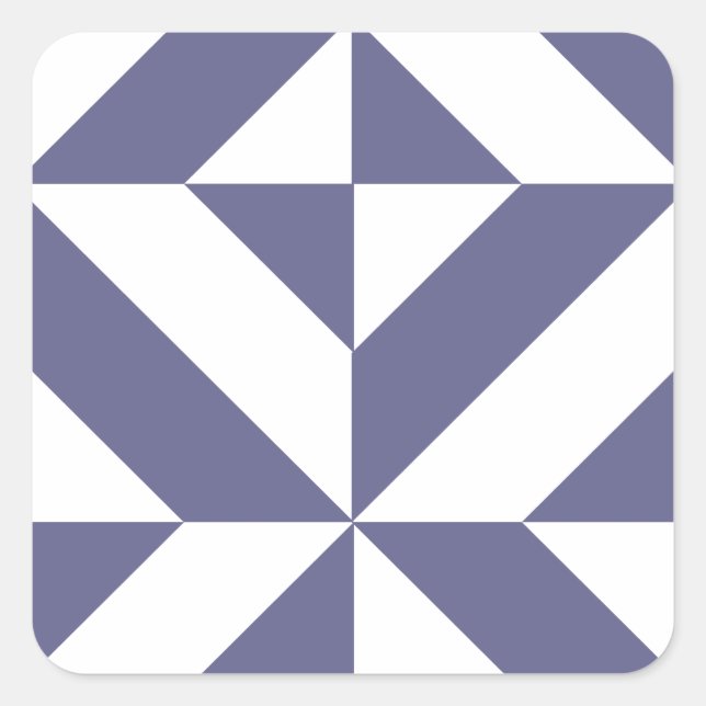 Midnight Blue Geometric Deco Cube Pattern Square Sticker (Front)