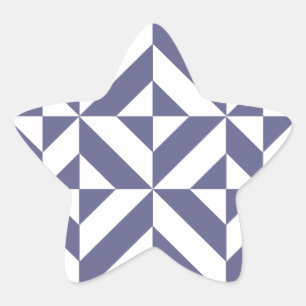 Midnight Blue Geometric Deco Cube Pattern Star Sticker